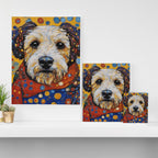 Gustav Klimt Style Dog with Colorful Scarf and Confetti Ears Canvas Print Gallery Image 3