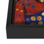 Gustav Klimt Style Dog with Colorful Scarf and Confetti Ears Framed Canvas Print Gallery Image 3