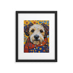 Gustav Klimt Style Dog with Colorful Scarf and Confetti Ears Framed Art Print Gallery Image 6
