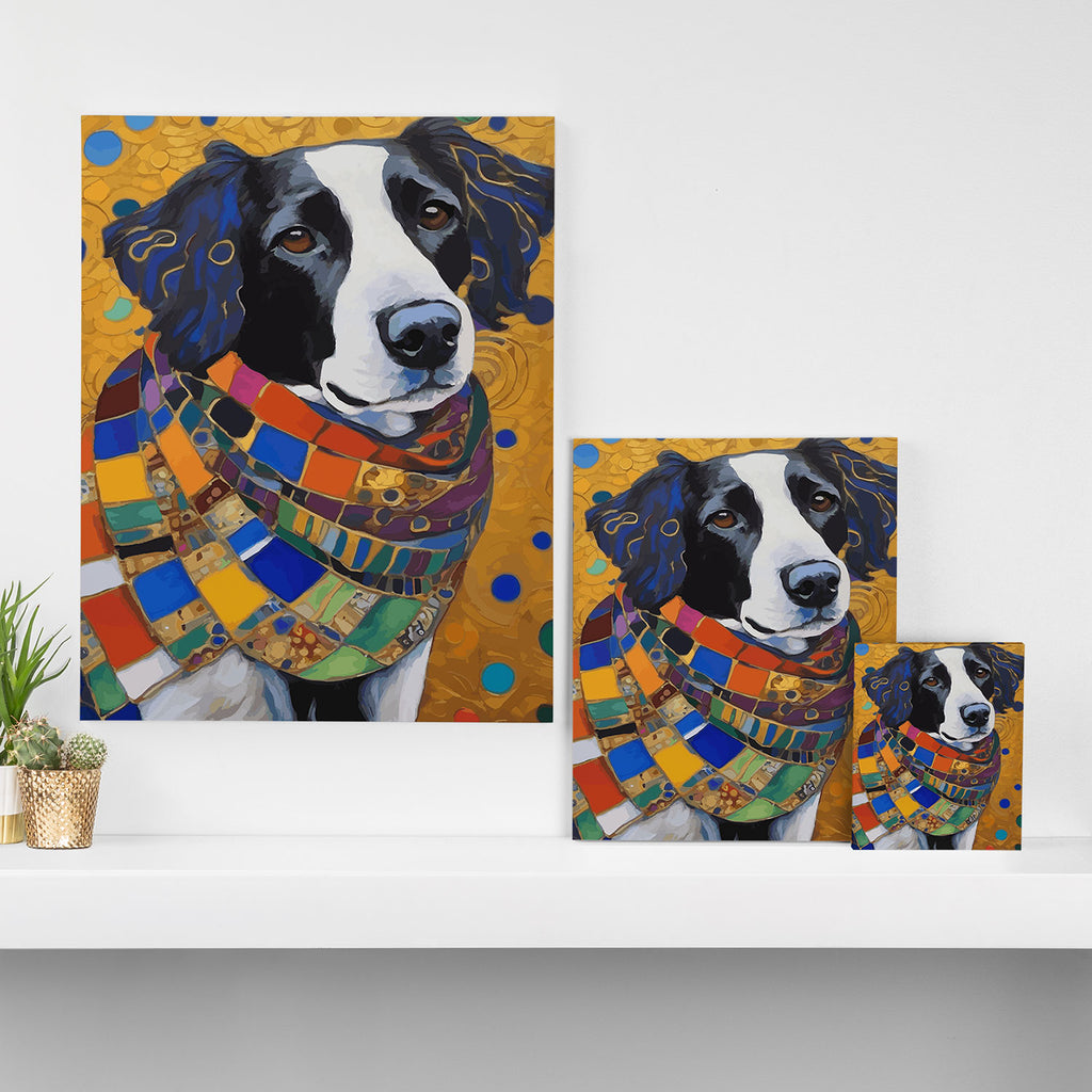 Gustav Klimt Style Dog with Colorful Scarf Canvas Print Gallery Image 3