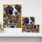 Gustav Klimt Style Dog with Colorful Scarf Canvas Print Gallery Image 3