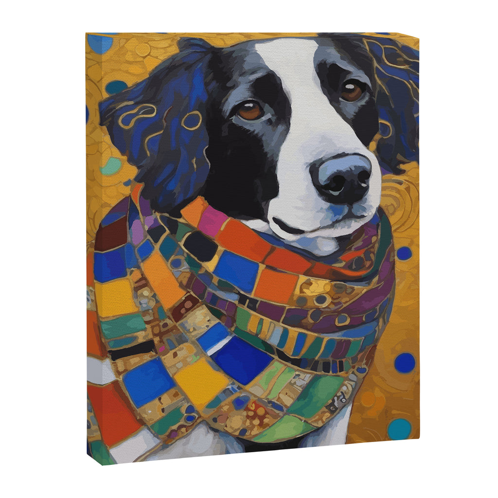 Gustav Klimt Style Dog with Colorful Scarf Canvas Print Gallery Image 3