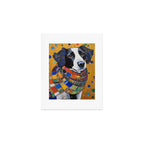 Gustav Klimt Style Dog with Colorful Scarf Art Print Gallery Image 1