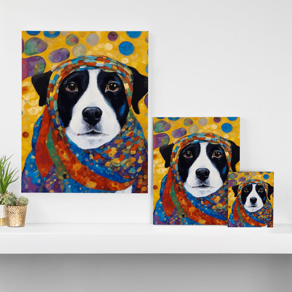 Gustav Klimt Style Dog with Colorful Scarf Canvas Print Gallery Image 3