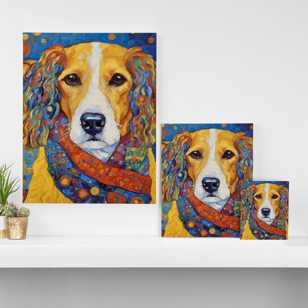 Gustav Klimt Style Dog with Colorful Scarf Canvas Print Gallery Image 3