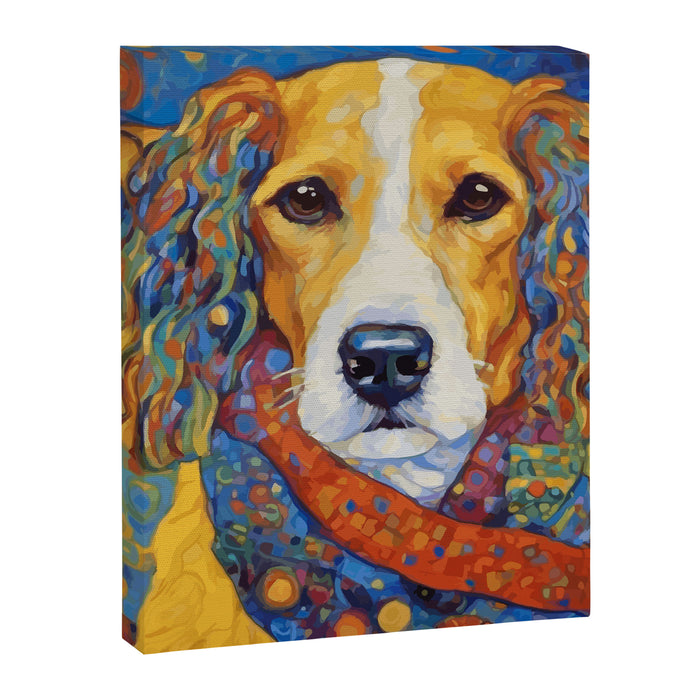 Gustav Klimt Style Dog with Colorful Scarf Canvas Print Gallery Image 1