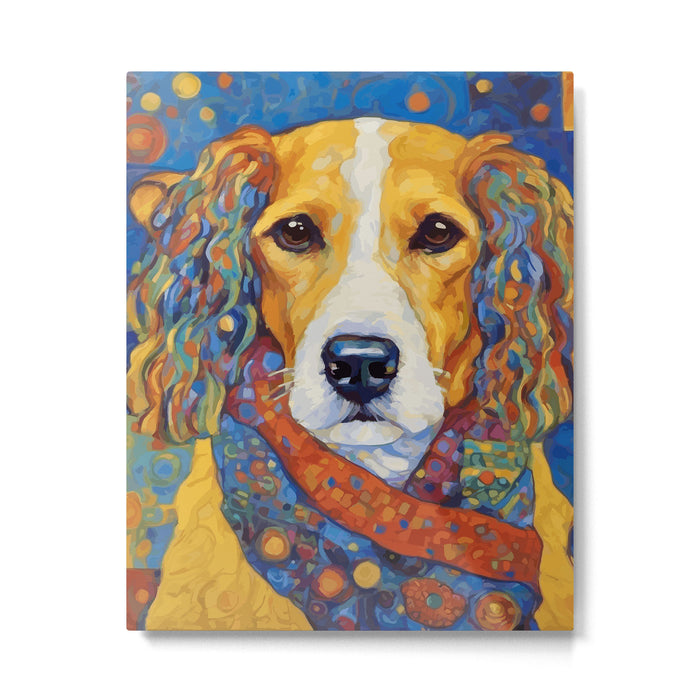 Gustav Klimt Style Dog with Colorful Scarf Metal Print Gallery Image 1