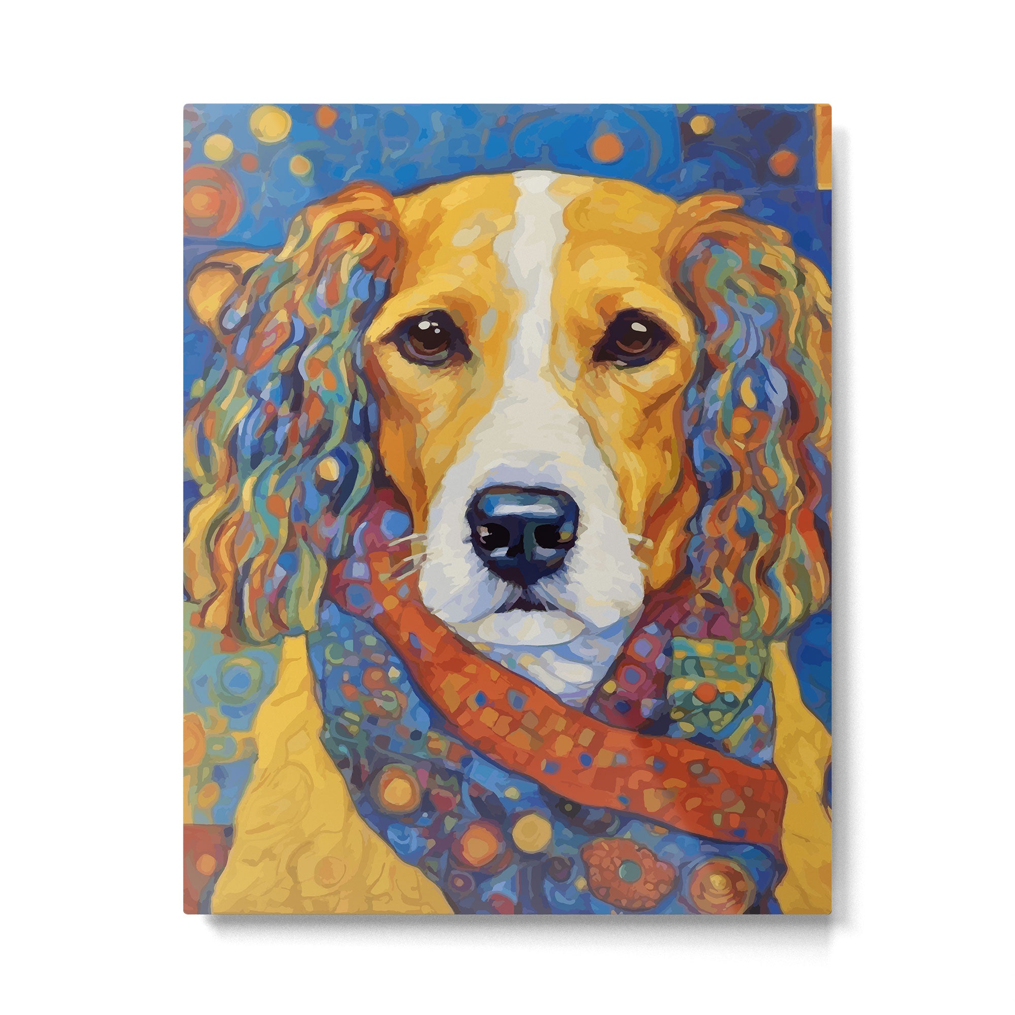 Gustav Klimt Style Dog with Colorful Scarf Metal Print Gallery Image 6