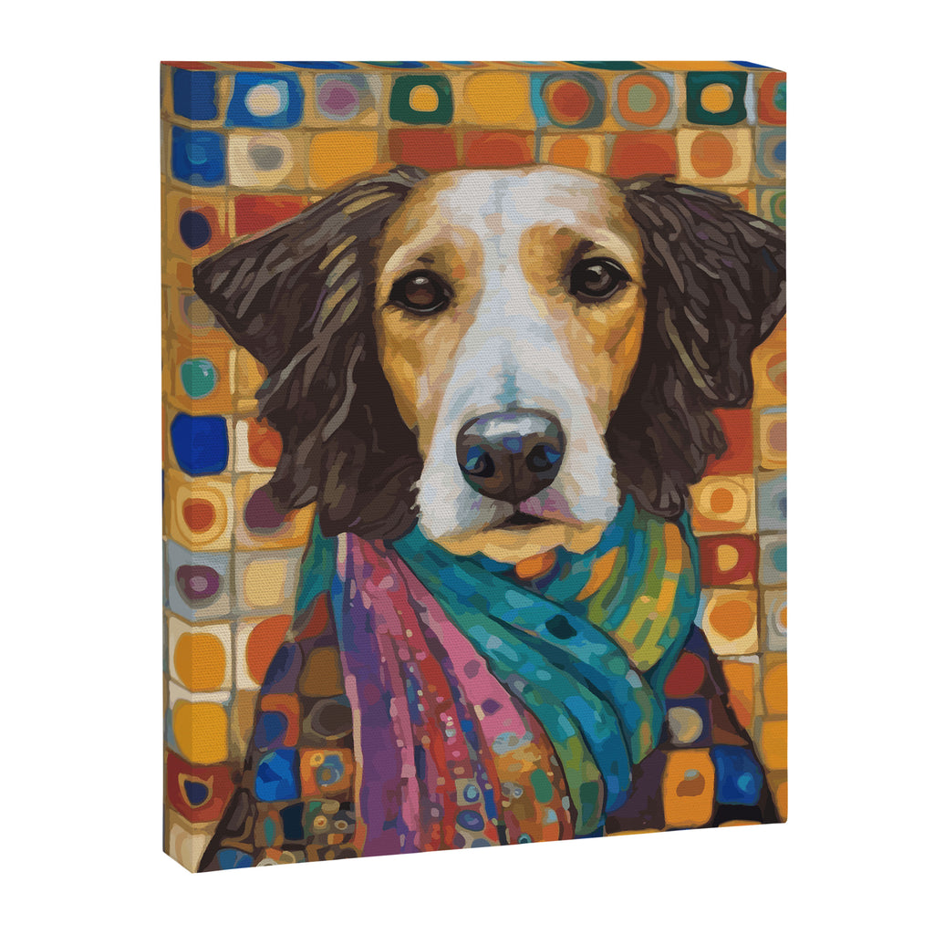 Gustav Klimt Style Dog with Colorful Scarf Canvas Print Gallery Image 8