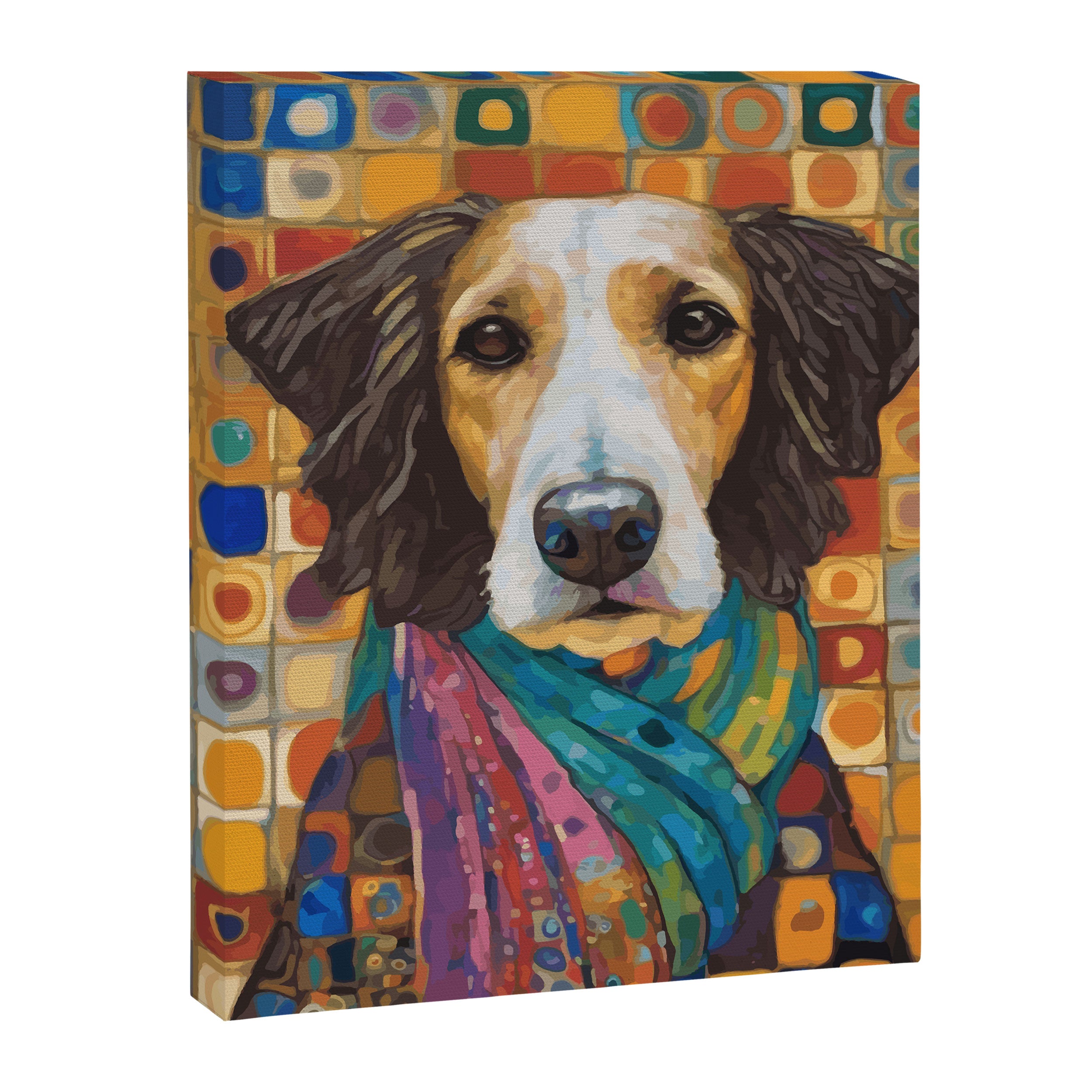 Gustav Klimt Style Dog with Colorful Scarf Canvas Print Gallery Image 3