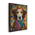 Gustav Klimt Style Dog with Colorful Scarf Framed Canvas Print Gallery Image 2