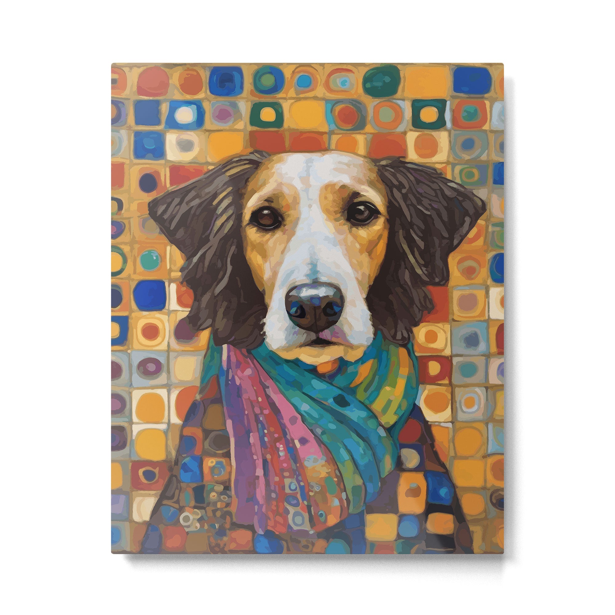 Gustav Klimt Style Dog with Colorful Scarf Metal Print Gallery Image 6