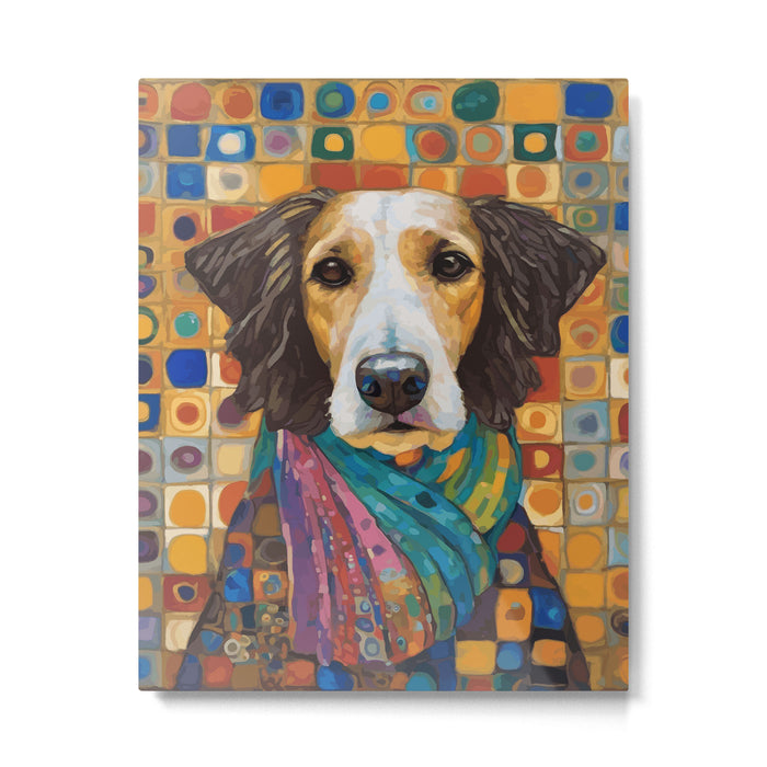 Gustav Klimt Style Dog with Colorful Scarf Metal Print Gallery Image 1