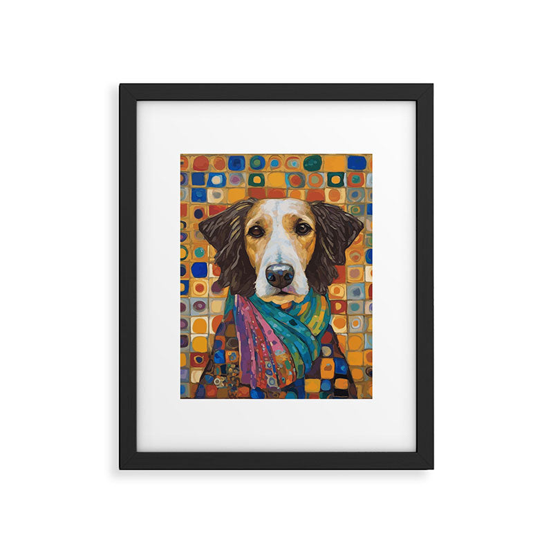 Gustav Klimt Style Dog with Colorful Scarf Framed Art Print Gallery Image 6