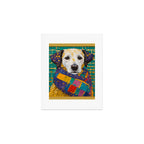 Gustav Klimt Style Dog with Colorful Scarf Art Print Gallery Image 1