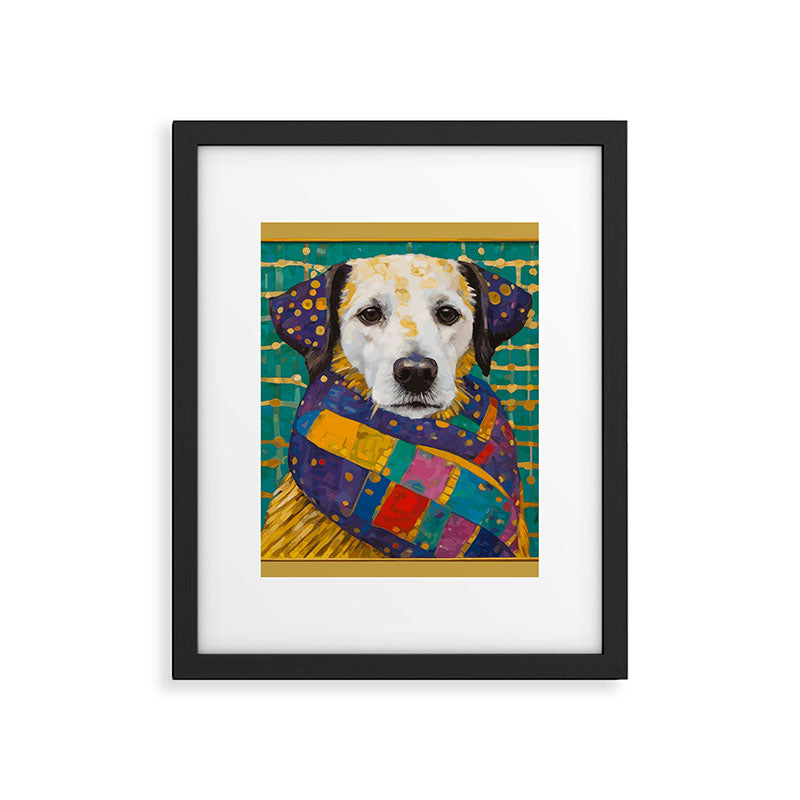Gustav Klimt Style Dog with Colorful Scarf Framed Art Print Gallery Image 6