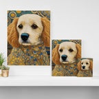 Gustav Klimt Style Dog with Geometric Patterns Canvas Print Gallery Image 3