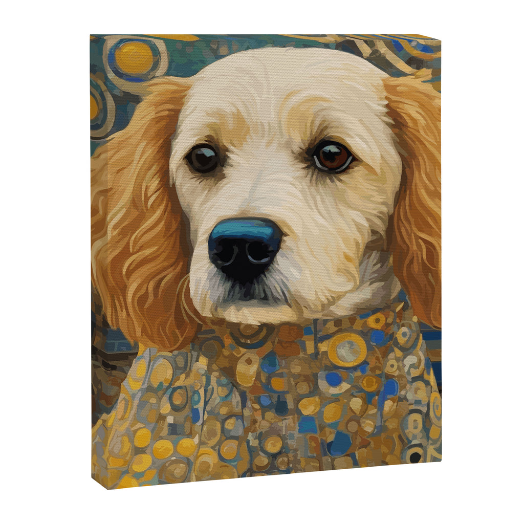 Gustav Klimt Style Dog with Geometric Patterns Canvas Print Gallery Image 8