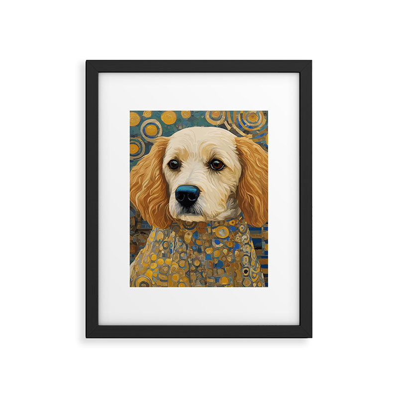 Gustav Klimt Style Dog with Geometric Patterns Framed Art Print Gallery Image 6