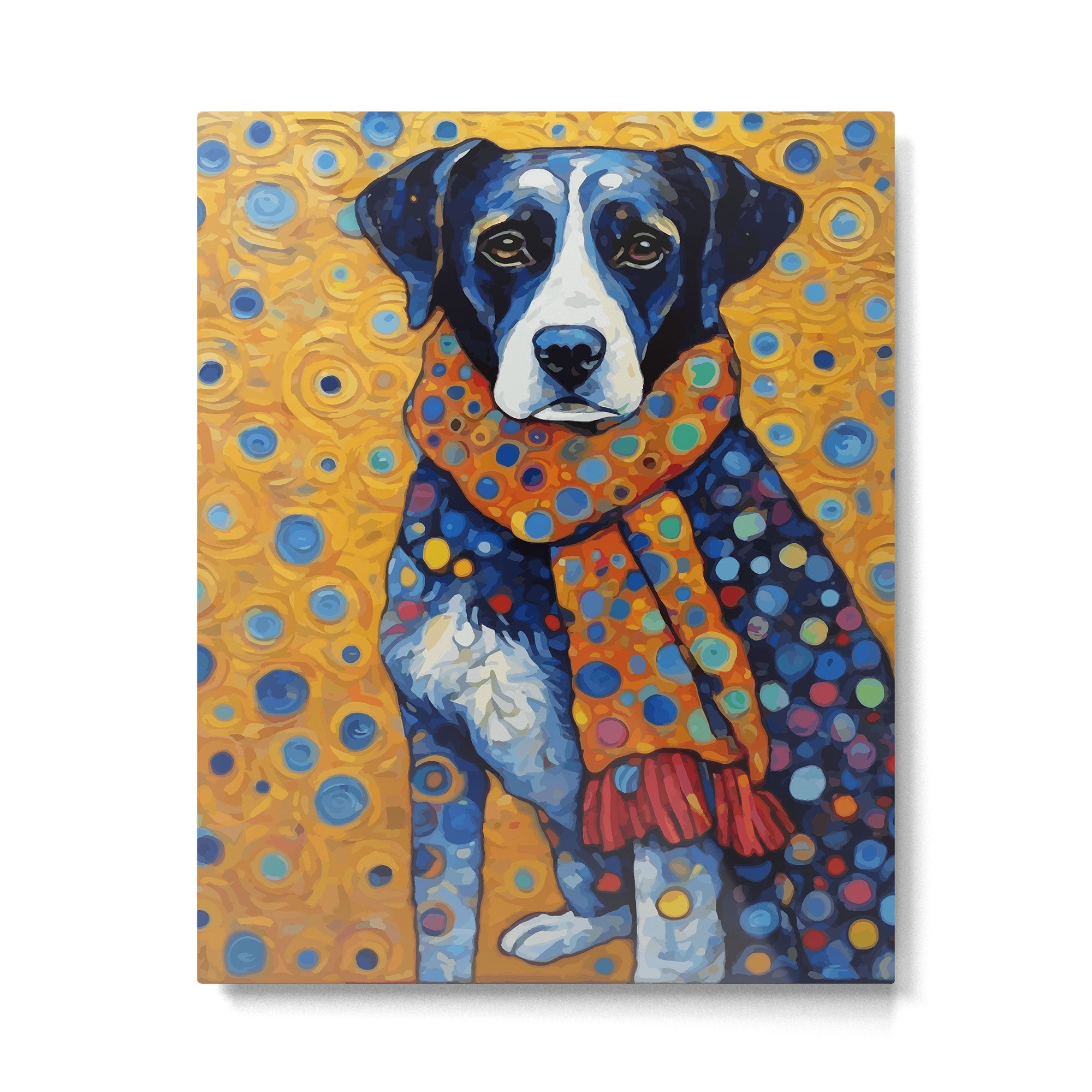Gustav Klimt Style Dog with Red Scarf Metal Print Gallery Image 6