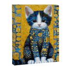 Gustav Klimt Style Kitten with Blue and Gold Dress Canvas Print Gallery Image 8