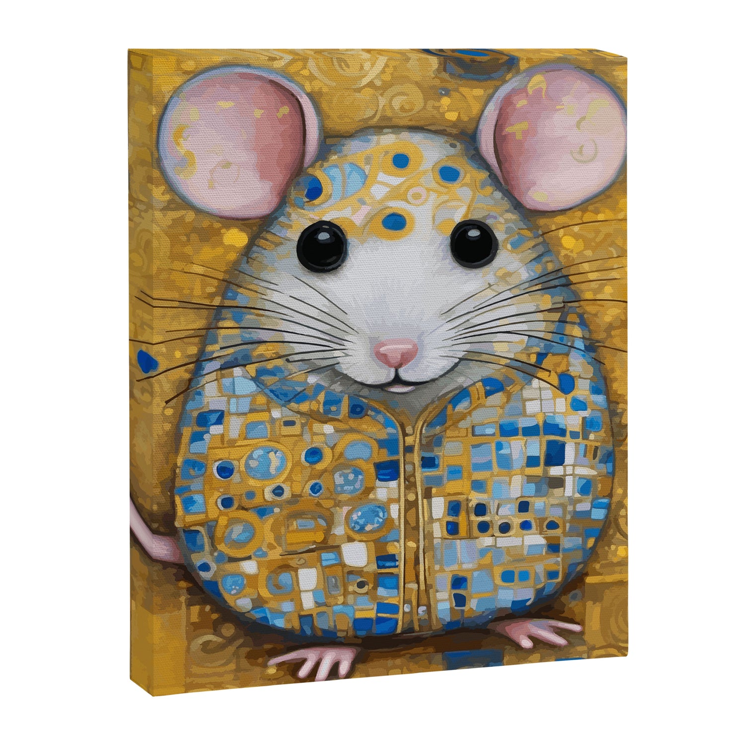 Gustav Klimt Style Mouse with Pink Ears Canvas Print Gallery Image 3