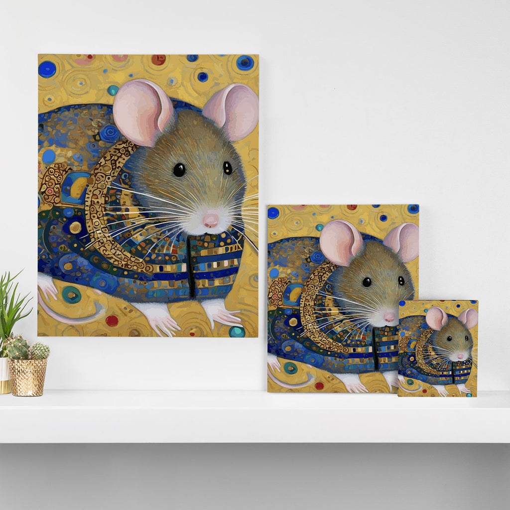 Gustav Klimt Style Mouse with Pink Ears Canvas Print Gallery Image 3