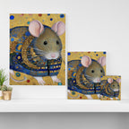 Gustav Klimt Style Mouse with Pink Ears Canvas Print Gallery Image 3