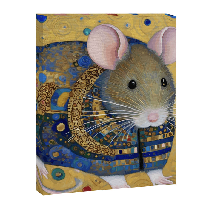 Gustav Klimt Style Mouse with Pink Ears Canvas Print Gallery Image 1