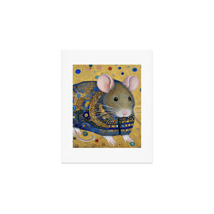 Gustav Klimt Style Mouse with Pink Ears Art Print Gallery Image 1
