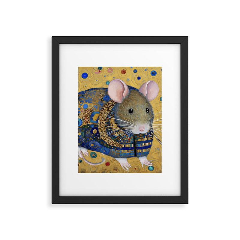Gustav Klimt Style Mouse with Pink Ears Framed Art Print Gallery Image 6