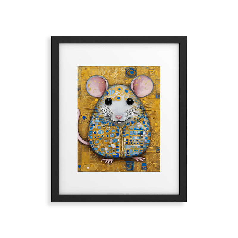 Gustav Klimt Style Mouse with Pink Ears Framed Art Print Gallery Image 6