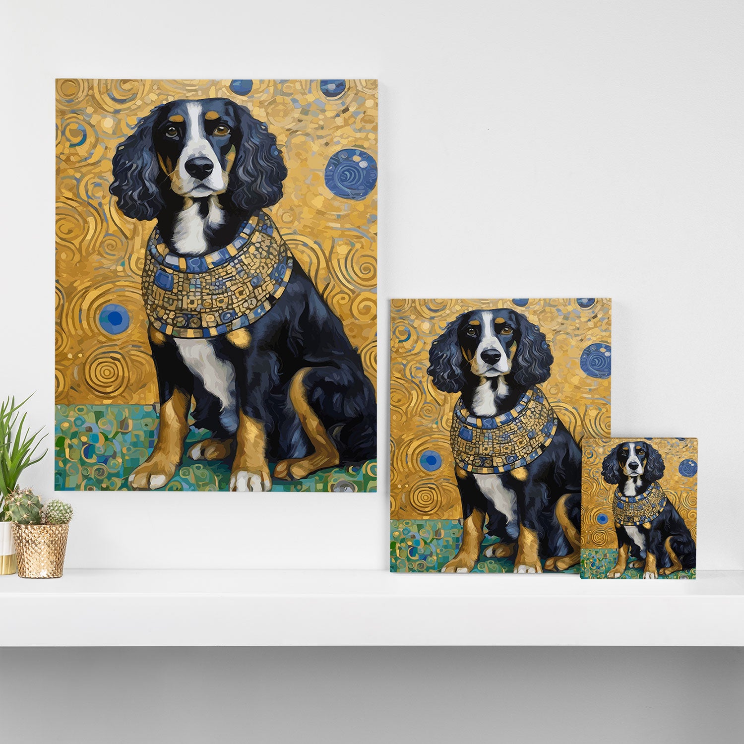 Gustav Klimt Style Portrait of Seated Dog Canvas Print Gallery Image 3