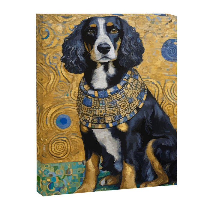 Gustav Klimt Style Portrait of Seated Dog Canvas Print Gallery Image 1