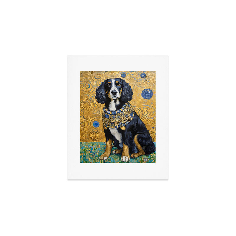 Gustav Klimt Style Portrait of Seated Dog Art Print Gallery Image 1