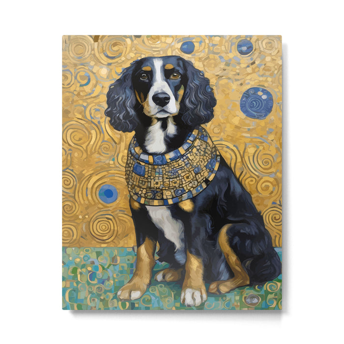 Gustav Klimt Style Portrait of Seated Dog Metal Print Gallery Image 1