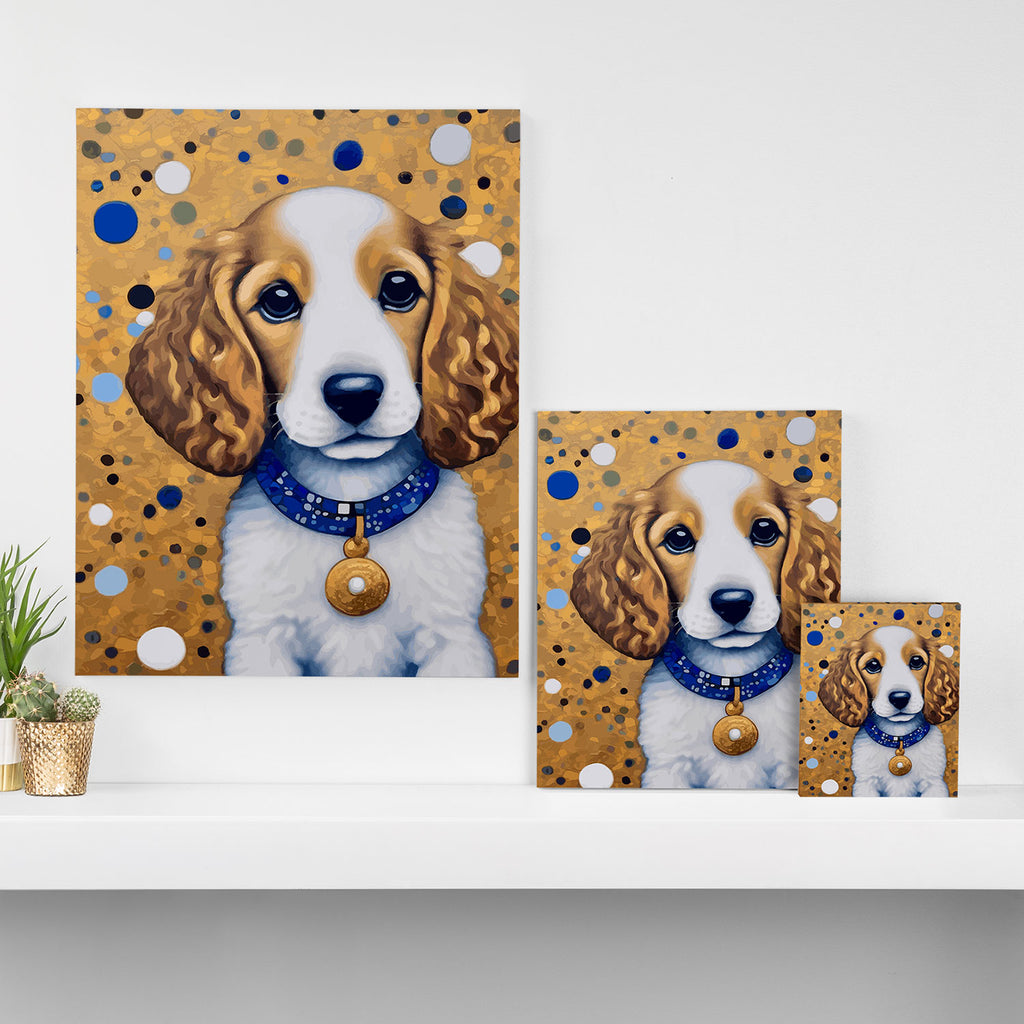 Gustav Klimt Style Puppy Dog with Blue Collar Canvas Print Gallery Image 3