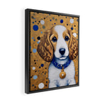 Gustav Klimt Style Puppy Dog with Blue Collar Framed Canvas Print Gallery Image 2