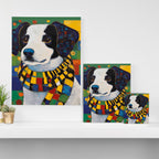 Gustav Klimt Style Puppy Dog with Colorful Scarf Canvas Print Gallery Image 3