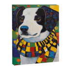 Gustav Klimt Style Puppy Dog with Colorful Scarf Canvas Print Gallery Image 3