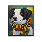 Gustav Klimt Style Puppy Dog with Colorful Scarf Framed Canvas Print Gallery Image 3