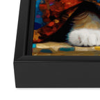 Gustav Klimt Style Tabby Cat Kitten with Colorful Scarf Framed Canvas Print Gallery Image 3