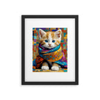 Gustav Klimt Style Tabby Cat Kitten with Colorful Scarf Framed Art Print Gallery Image 6
