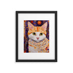 Gustav Klimt Style Tabby Cat Kitten with Green Eyes in a Starry Night Framed Art Print Gallery Image 6