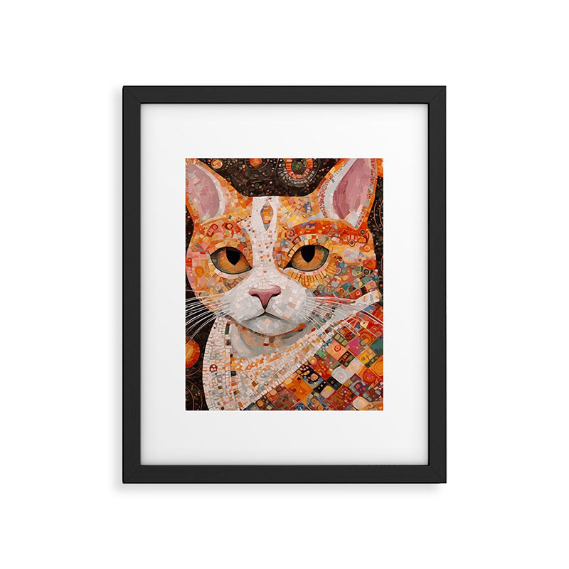 Gustav Klimt Style Tabby Cat with Colorful Geometric Robe Framed Art Print Gallery Image 6