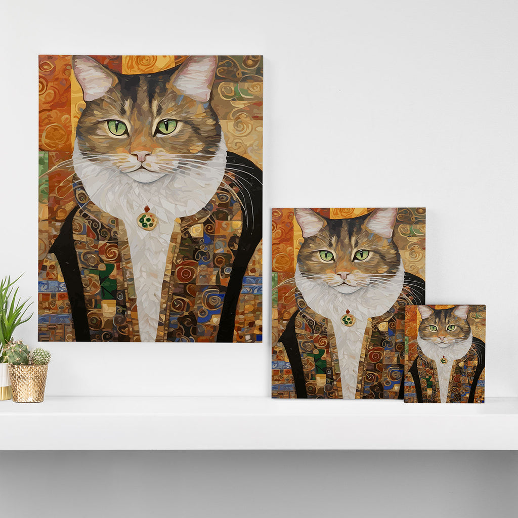 Gustav Klimt Style Tabby Cat with Diplomatic Immunity Canvas Print Gallery Image 3