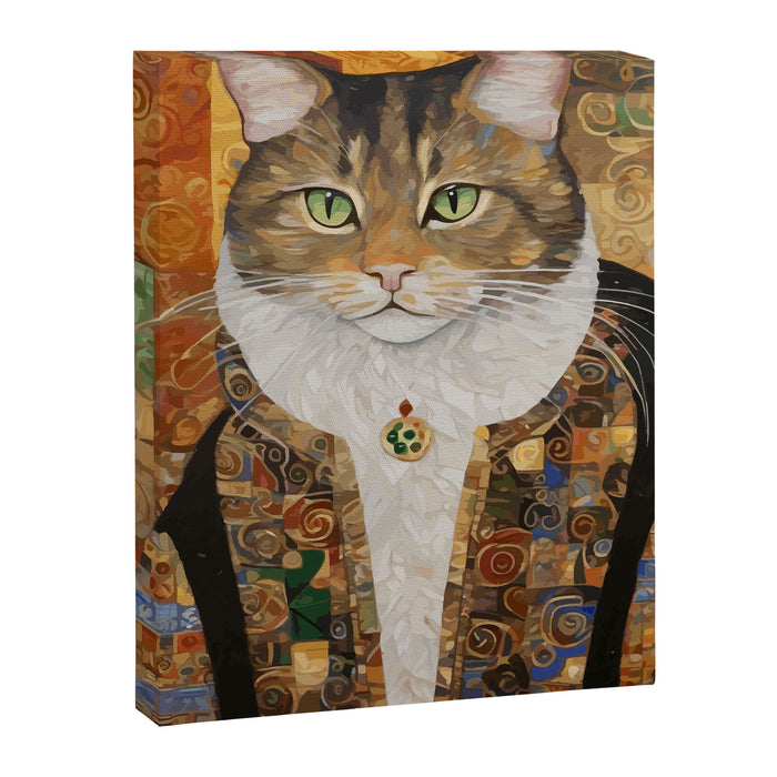 Gustav Klimt Style Tabby Cat with Diplomatic Immunity Canvas Print Gallery Image 1
