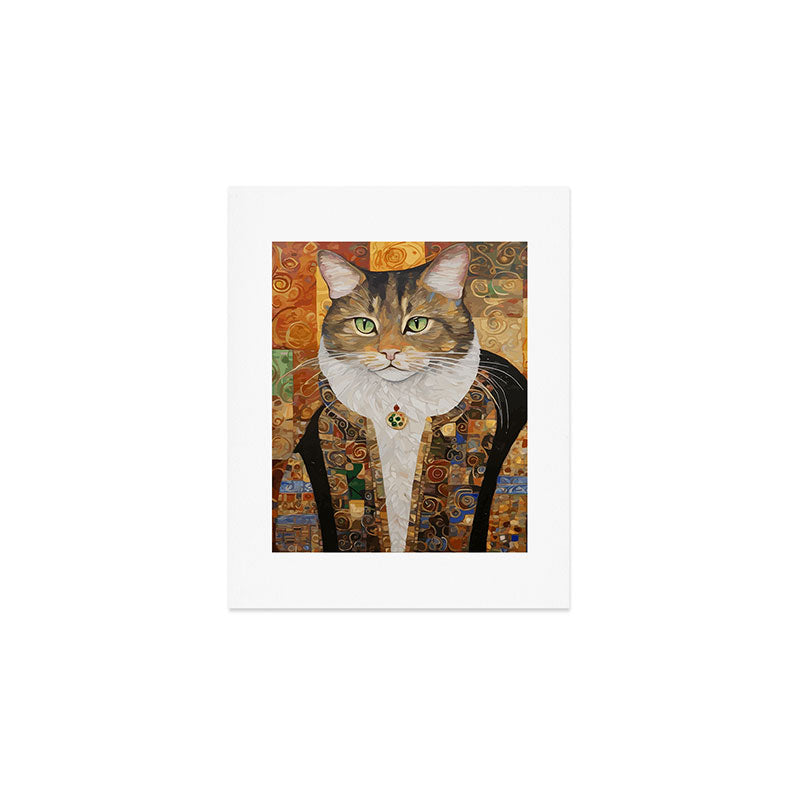 Gustav Klimt Style Tabby Cat with Diplomatic Immunity Art Print Gallery Image 1