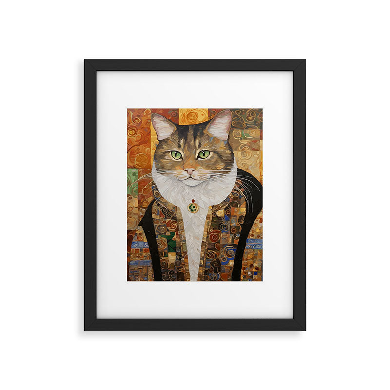 Gustav Klimt Style Tabby Cat with Diplomatic Immunity Framed Art Print Gallery Image 6