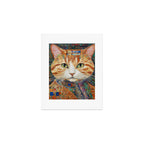Gustav Klimt Style Tabby Cat with Green Eyes and Beautiful Clothes Art Print Gallery Image 1